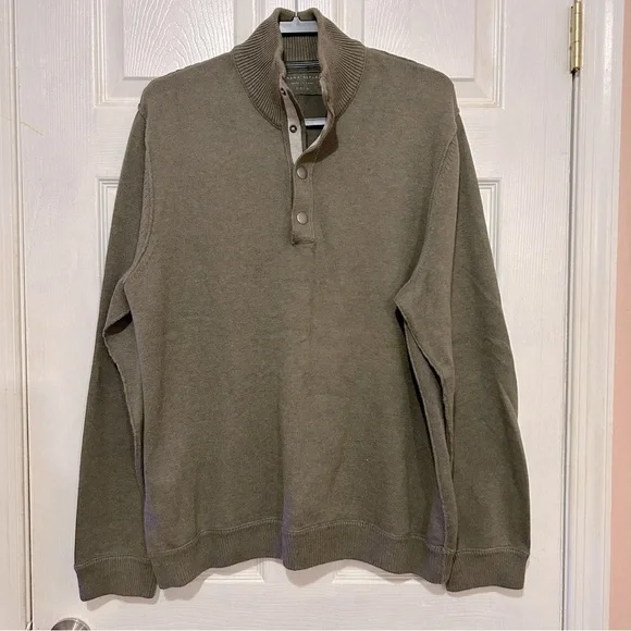 Banana Republic Men’s Sweater Long Sleeve Snap Henley Size XL Olive - Picture 1 of 9